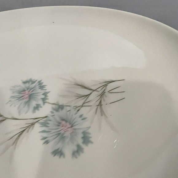 VINTAGE TABLEWARE BLUE Wild Flowers OVAL PLATTER 9” Serving Farmhouse Cottage - Picture 7 of 8